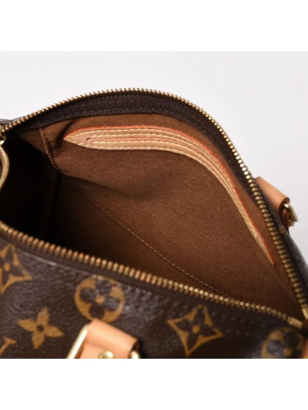 Louis Vuitton Speedy 25 Handbag Monogram Leather Brown Gold